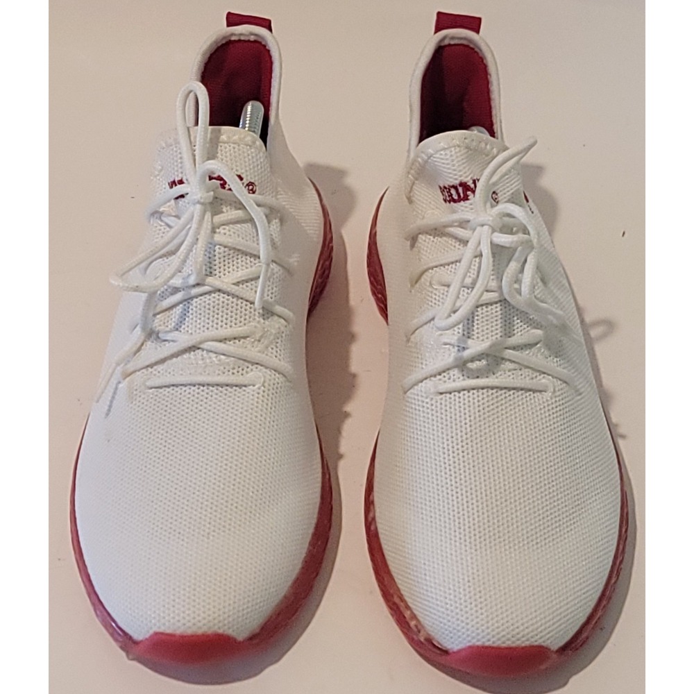 NWOB Oklahoma Sooners OU FOCO Gradient Sole Knit WHITE Sneakers Size 8 MEN'S
